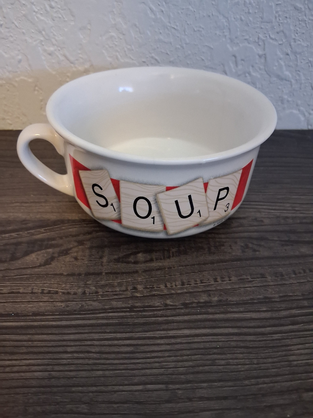 ​Scrabble Tile Novelty Ceramic Oversized Soup Mug Bowl Handle 2005 Hasbro